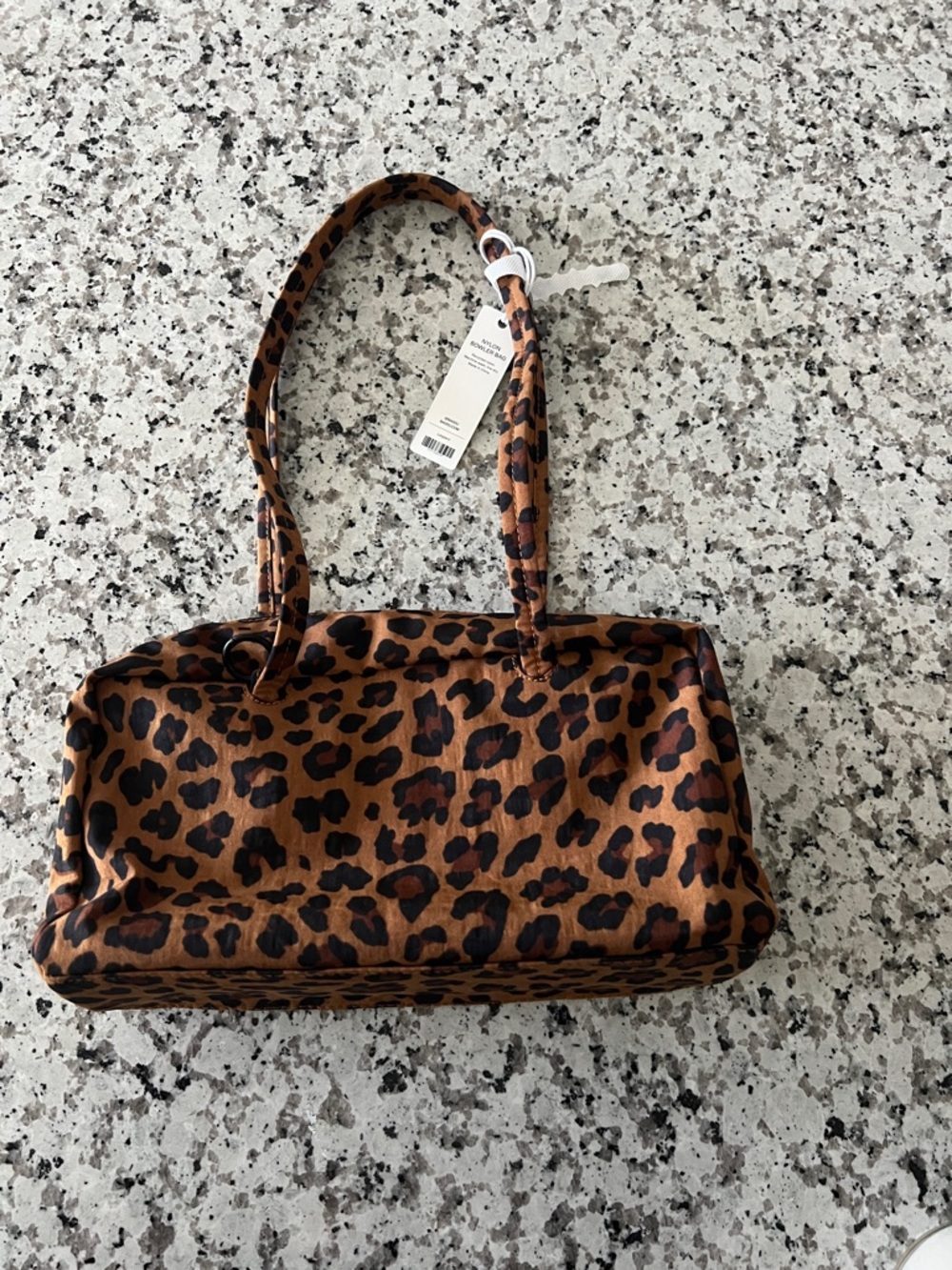 BAGGU- Nylon Bowler Bag (Leopard Print)